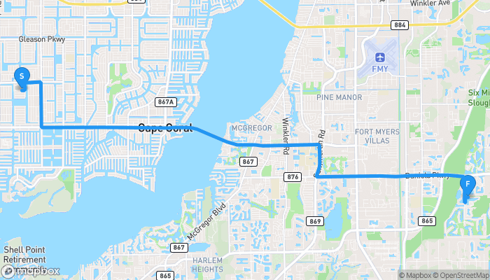 Route map from 1115 Southwest 41st Terrace to 7941 Georgian Bay Circle