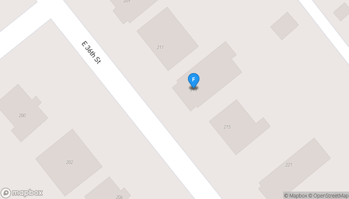 Route map from 213 East 36th Street to 213 East 36th Street