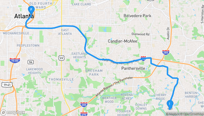 Route map from 3817 Brown Drive to Hungry AF Downtown