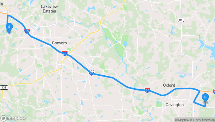 Route map from 3577 Dogwood Pass to Riverbend Drive